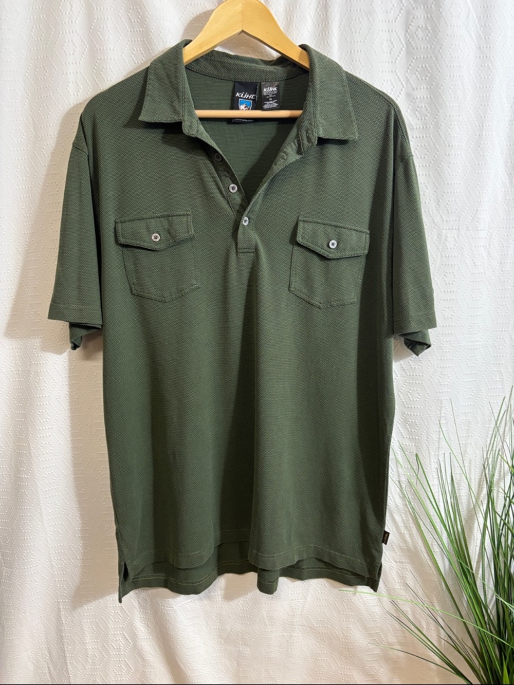 Kuhl Olive Green Icelandr Short Sleeve Polo Shirt - Picture 2 of 6